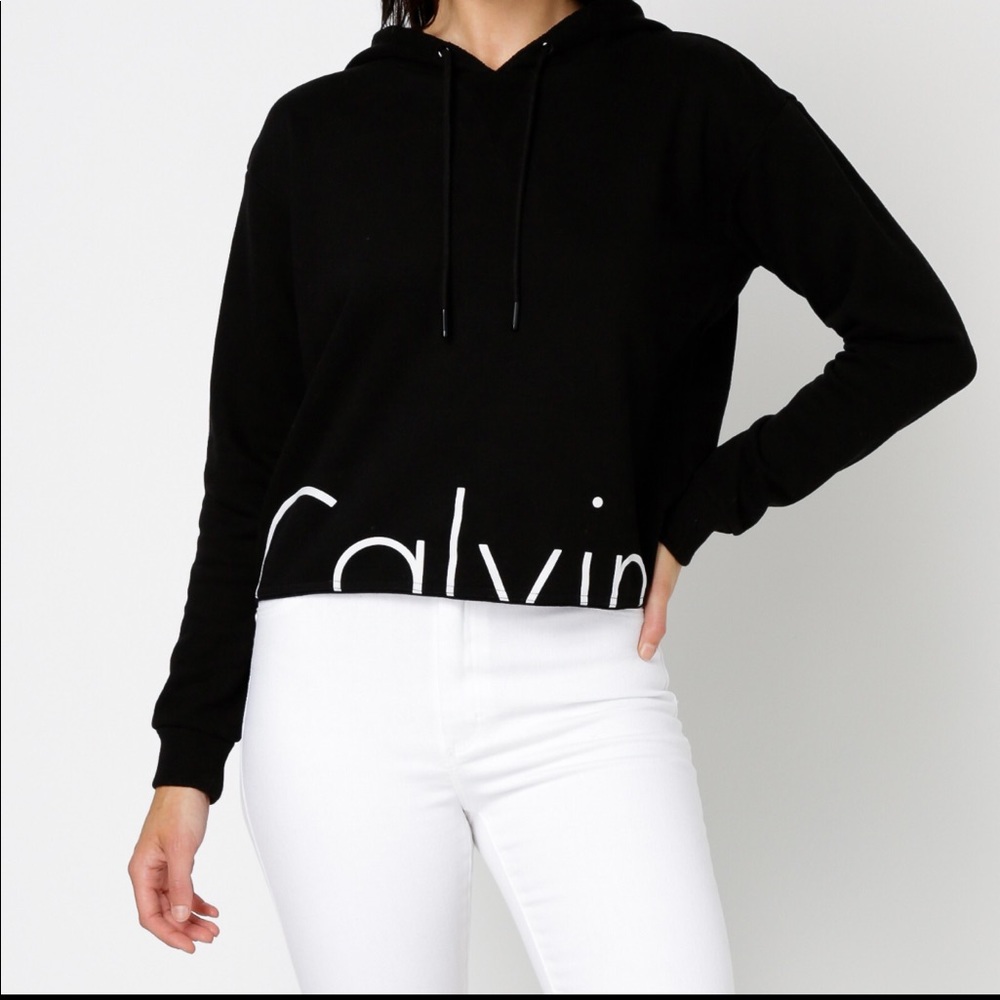 Calvin Klein Modern Cropped Hoodie Sweatshirt